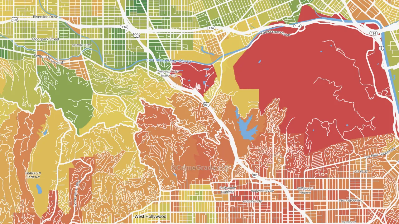 Glendale, Los Angeles, CA Map of Murder Rates