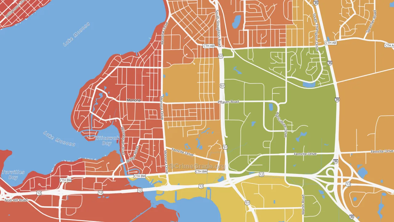 Glendale, Madison, WI Map of Murder Rates