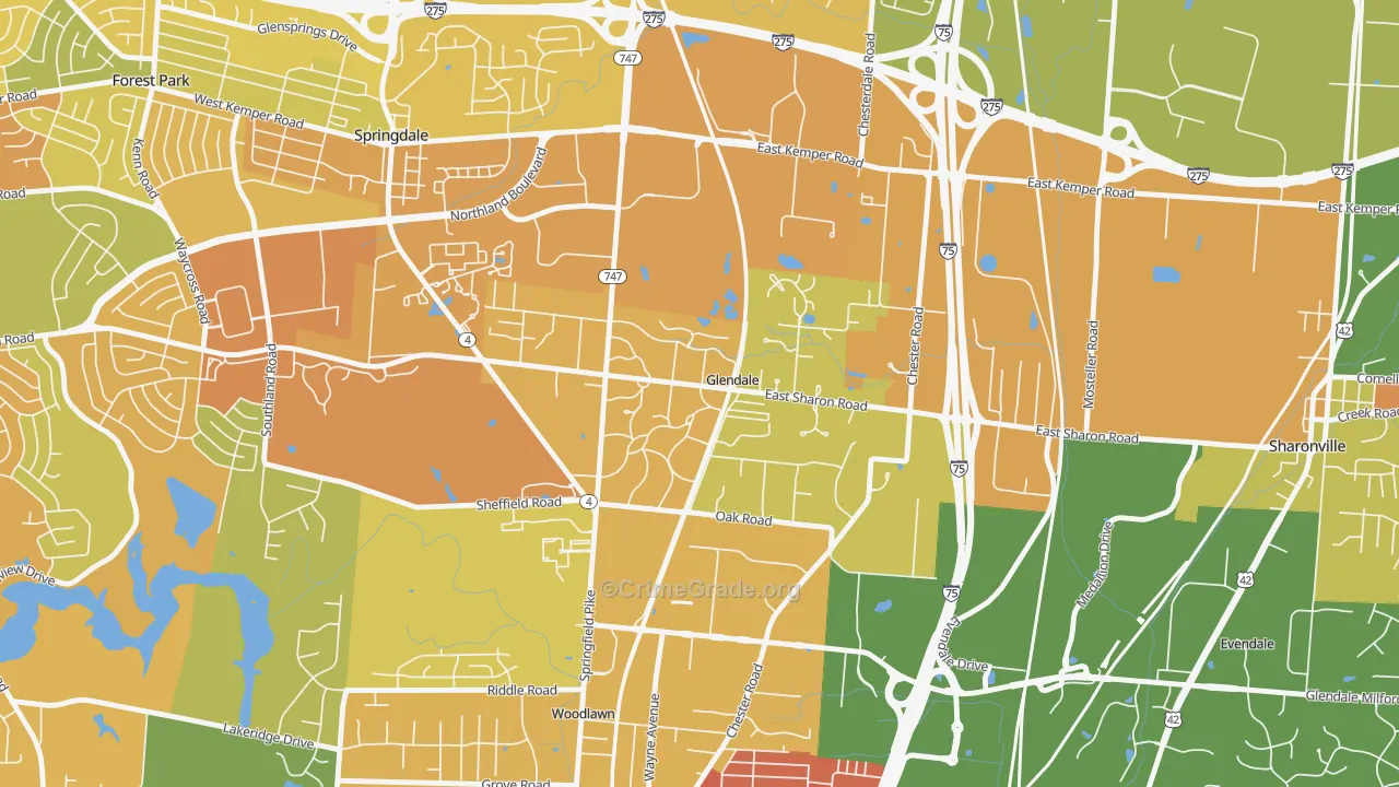 Glendale, OH Map of Murder Rates