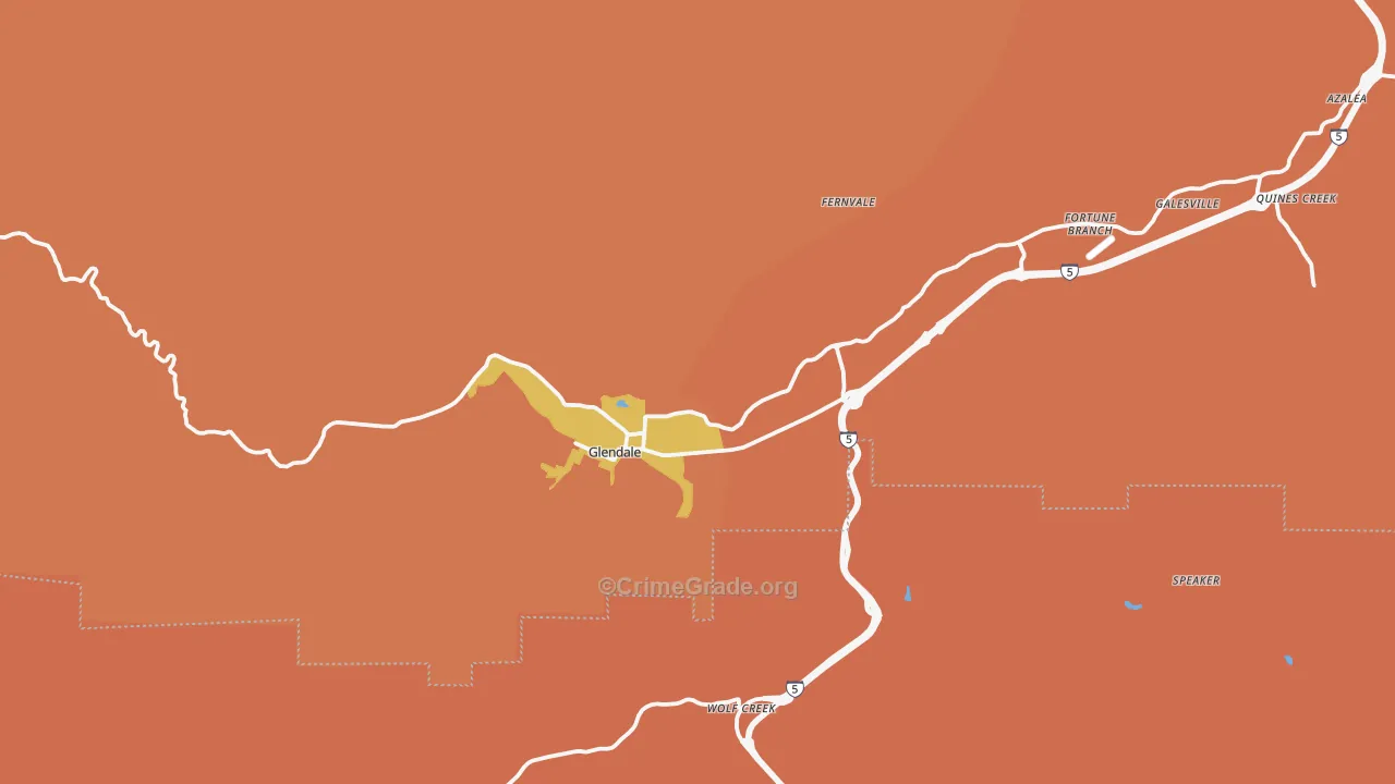 Glendale, OR Map of Murder Rates