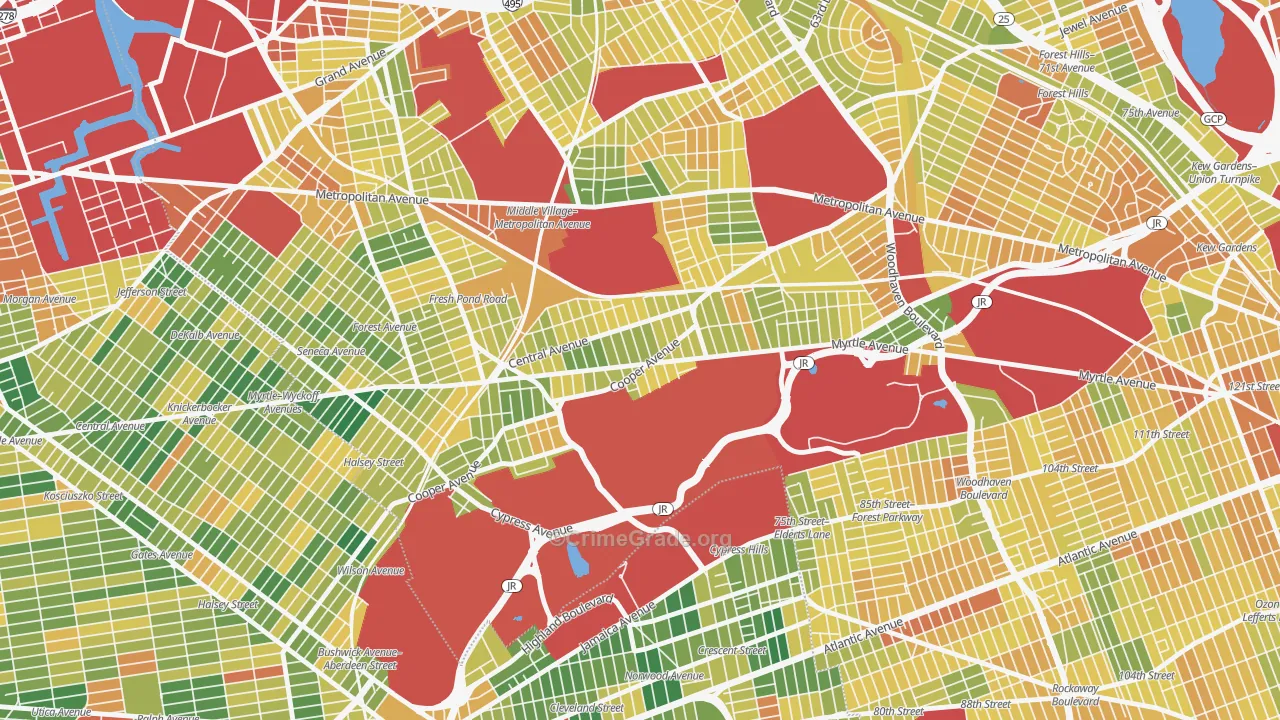 Glendale, Queens, NY Map of Murder Rates