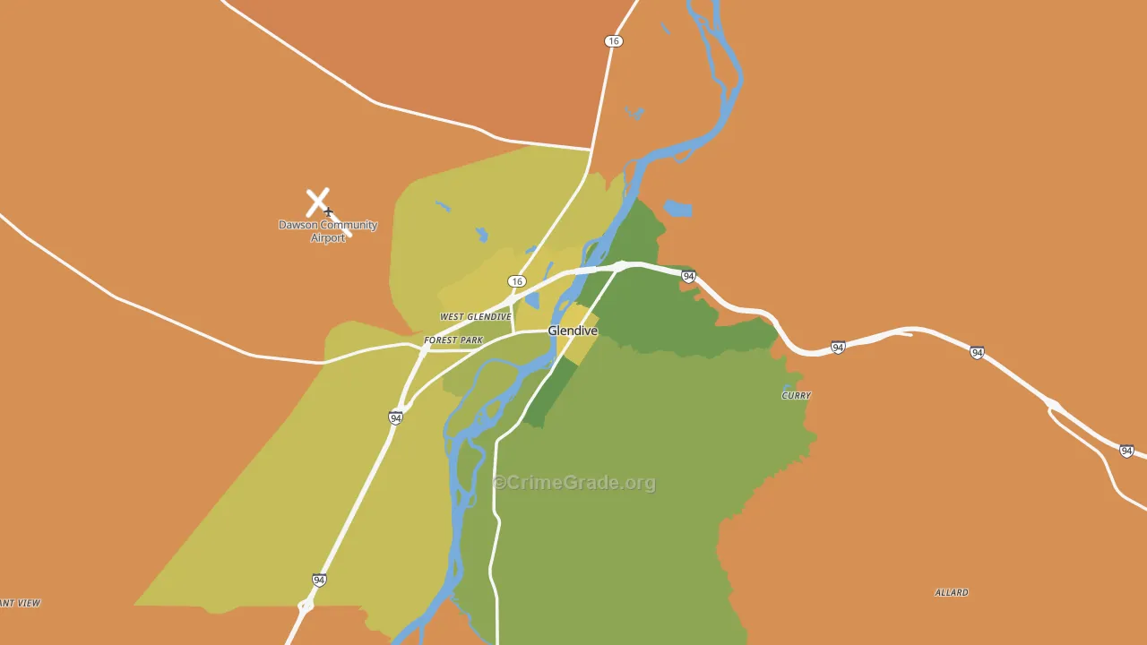 Glendive, MT Map of Murder Rates