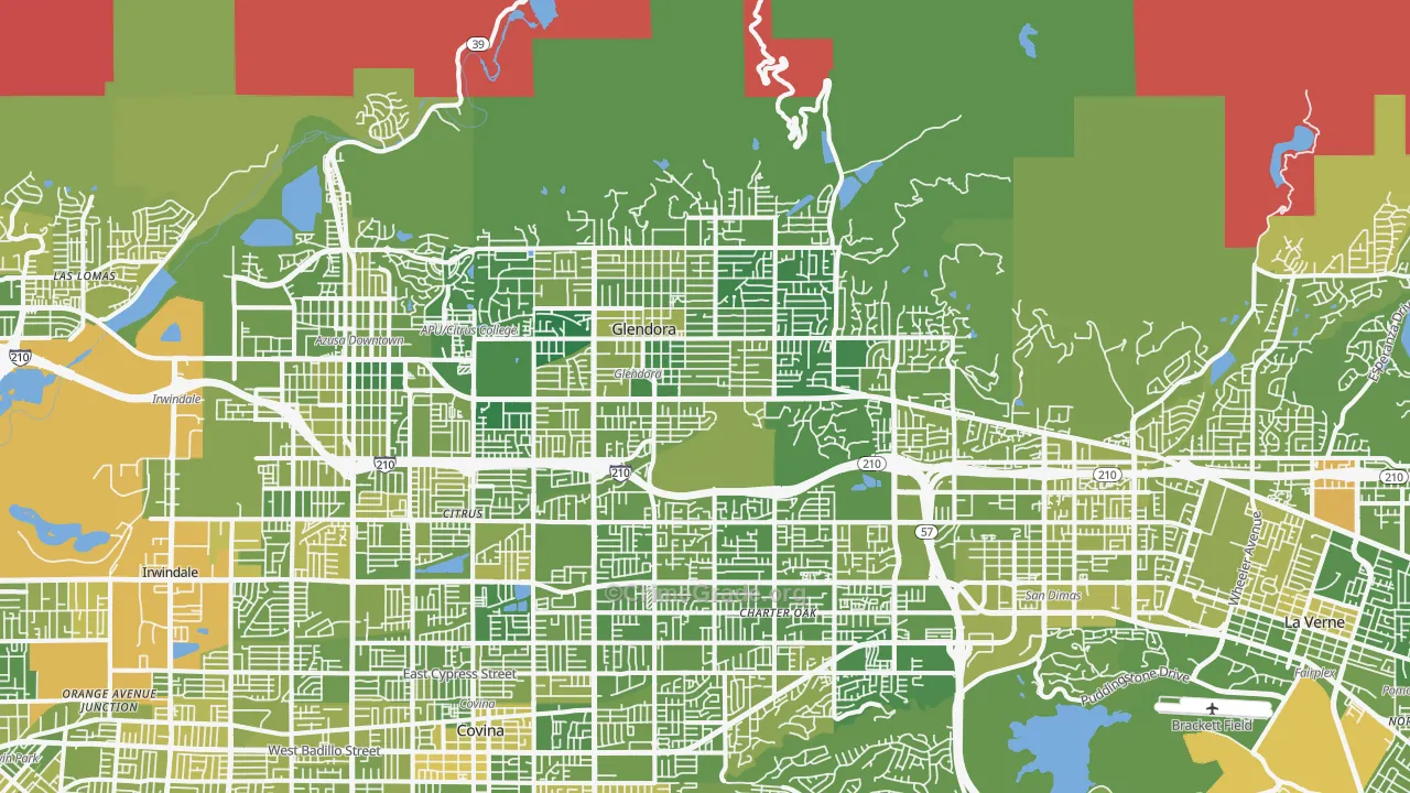 Glendora, CA Map of Murder Rates