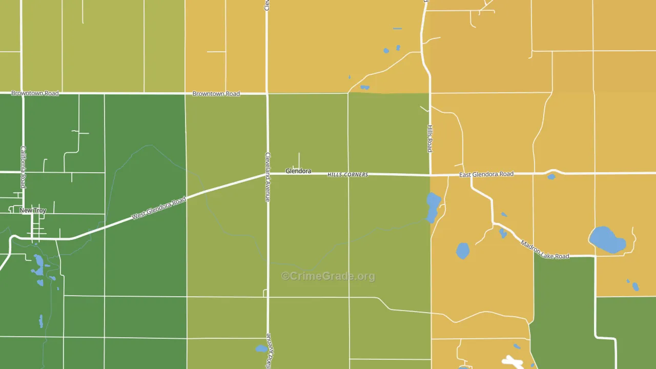 Glendora, MI Map of Murder Rates