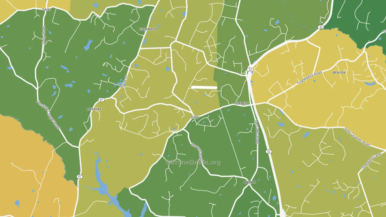 Glenelg, MD Map of Murder Rates
