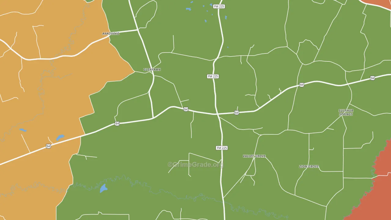 Glenfawn, TX Map of Murder Rates