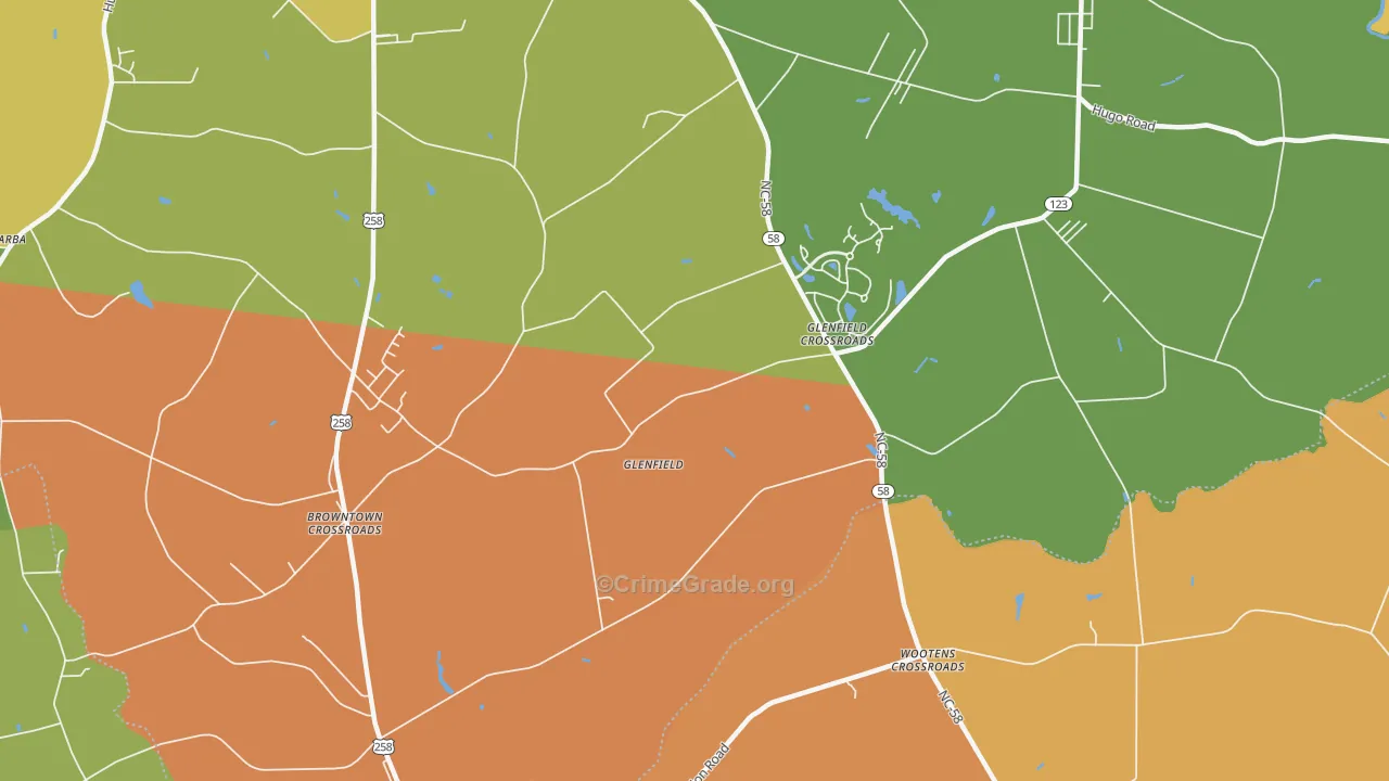 Glenfield, NC Map of Murder Rates