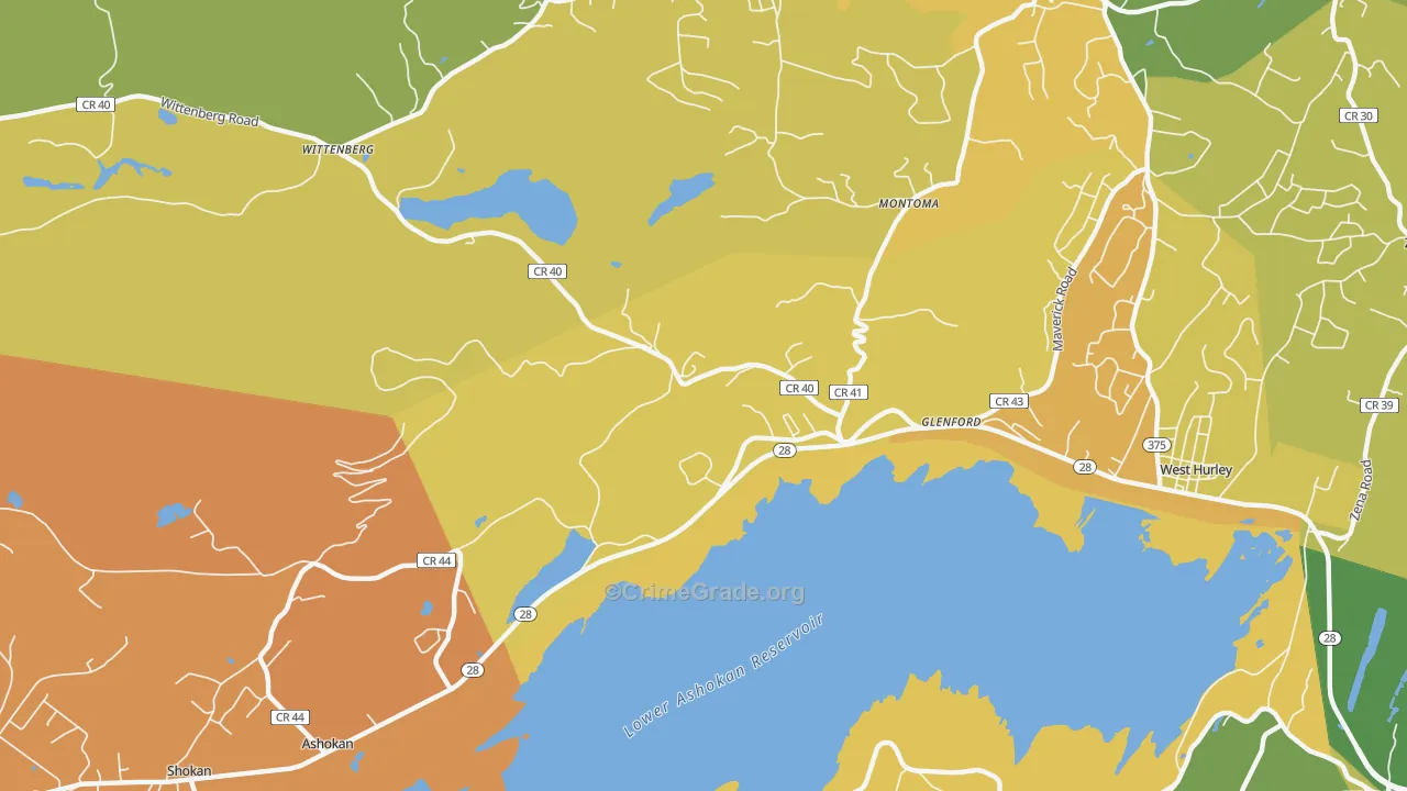 Glenford, NY Map of Murder Rates