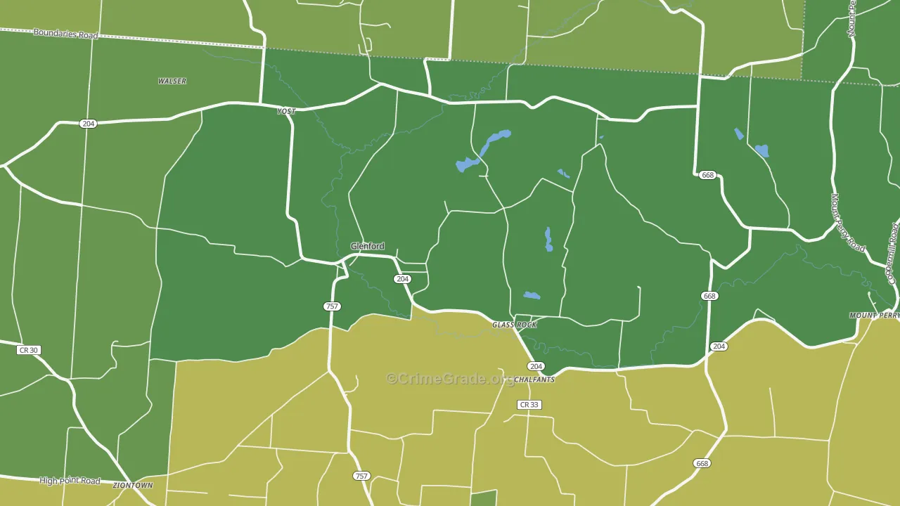 Glenford, OH Map of Murder Rates