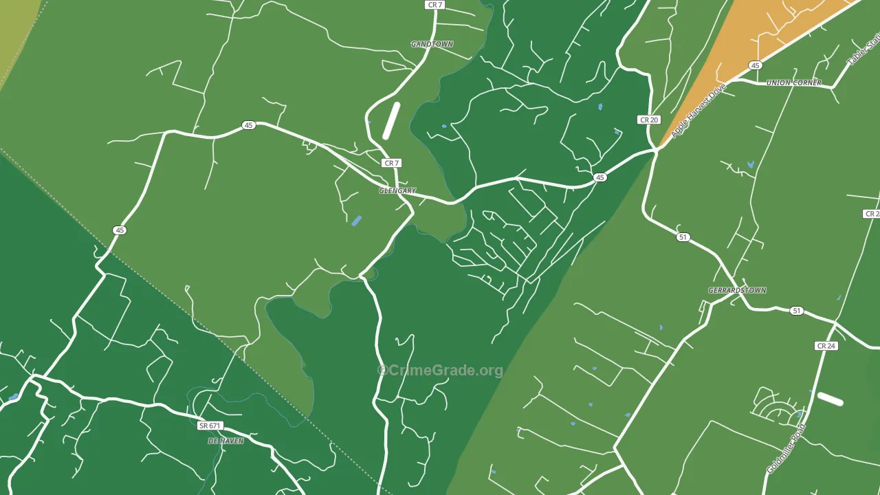 Glengary, WV Map of Murder Rates