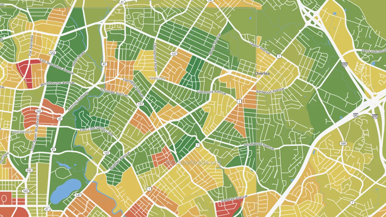 Glenham-Belhar, Baltimore, MD Map of Murder Rates