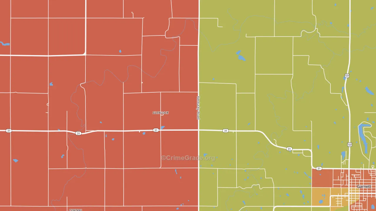 Glenlock, KS Map of Murder Rates