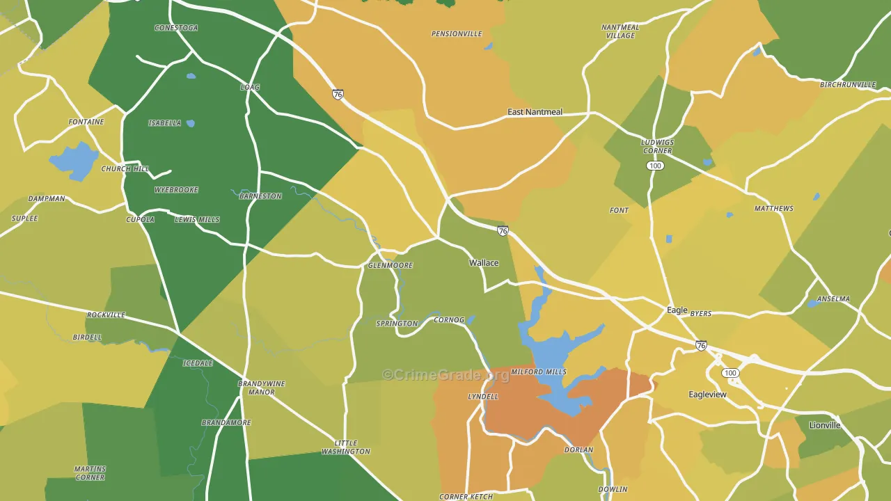 Glenmoore, PA Map of Murder Rates