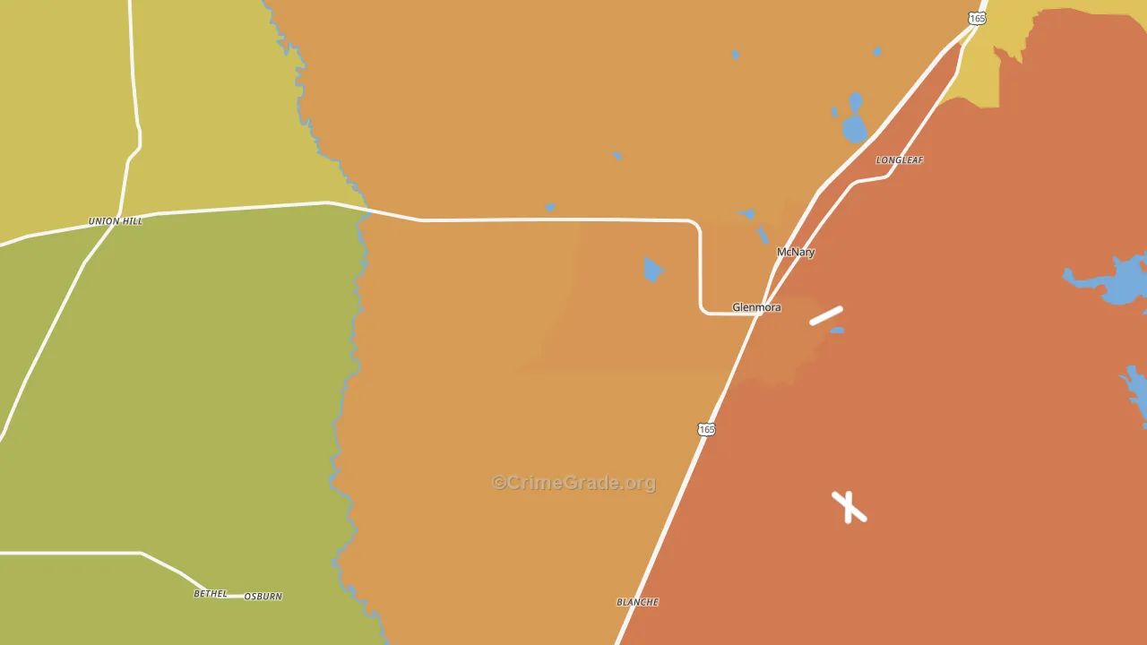 Glenmora, LA Map of Murder Rates