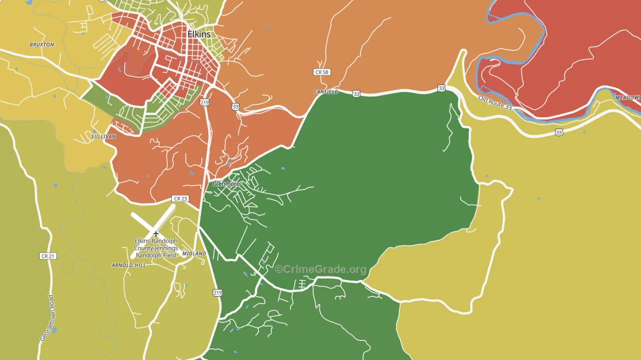 Glenmore, WV Map of Murder Rates