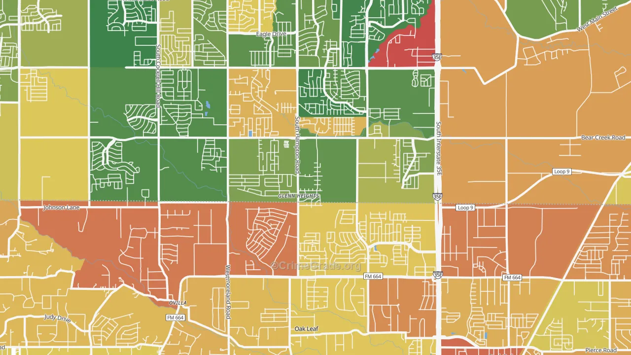 Glenn Heights, TX Map of Murder Rates