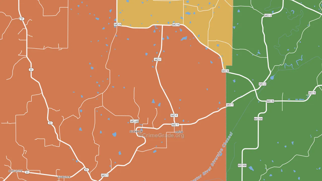 Glennon, MO Map of Murder Rates