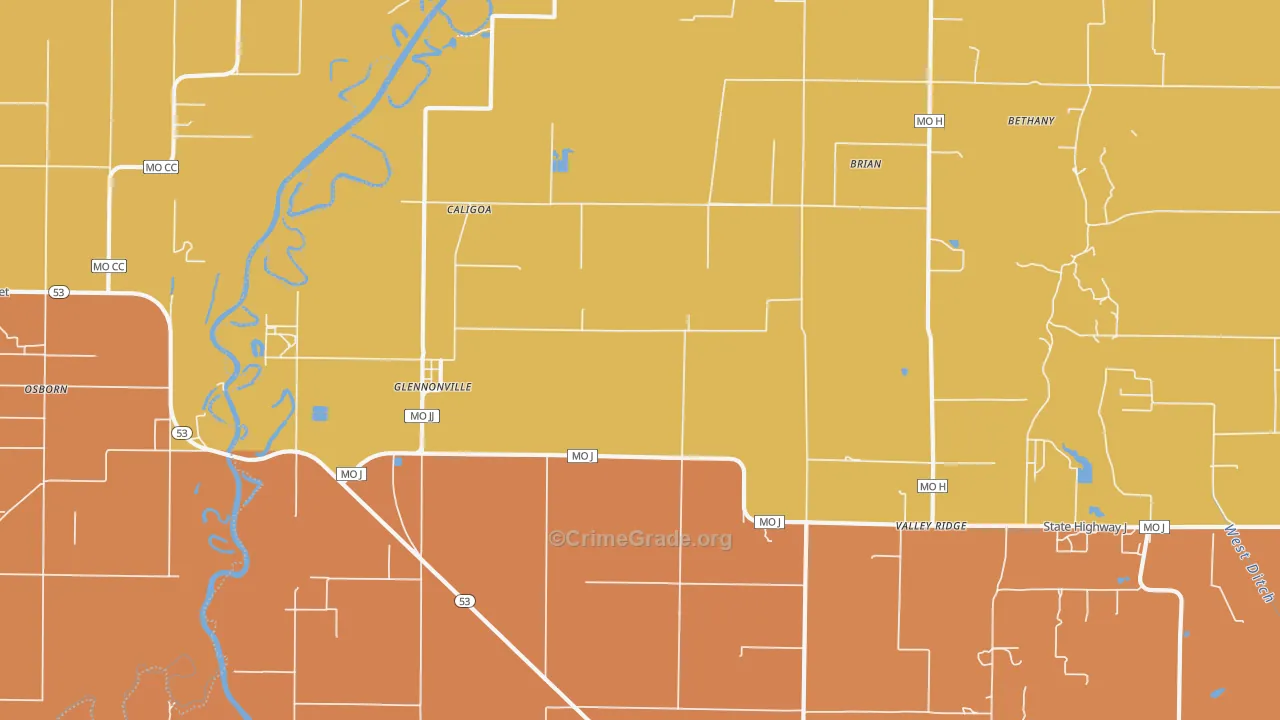 Glennonville, MO Map of Murder Rates