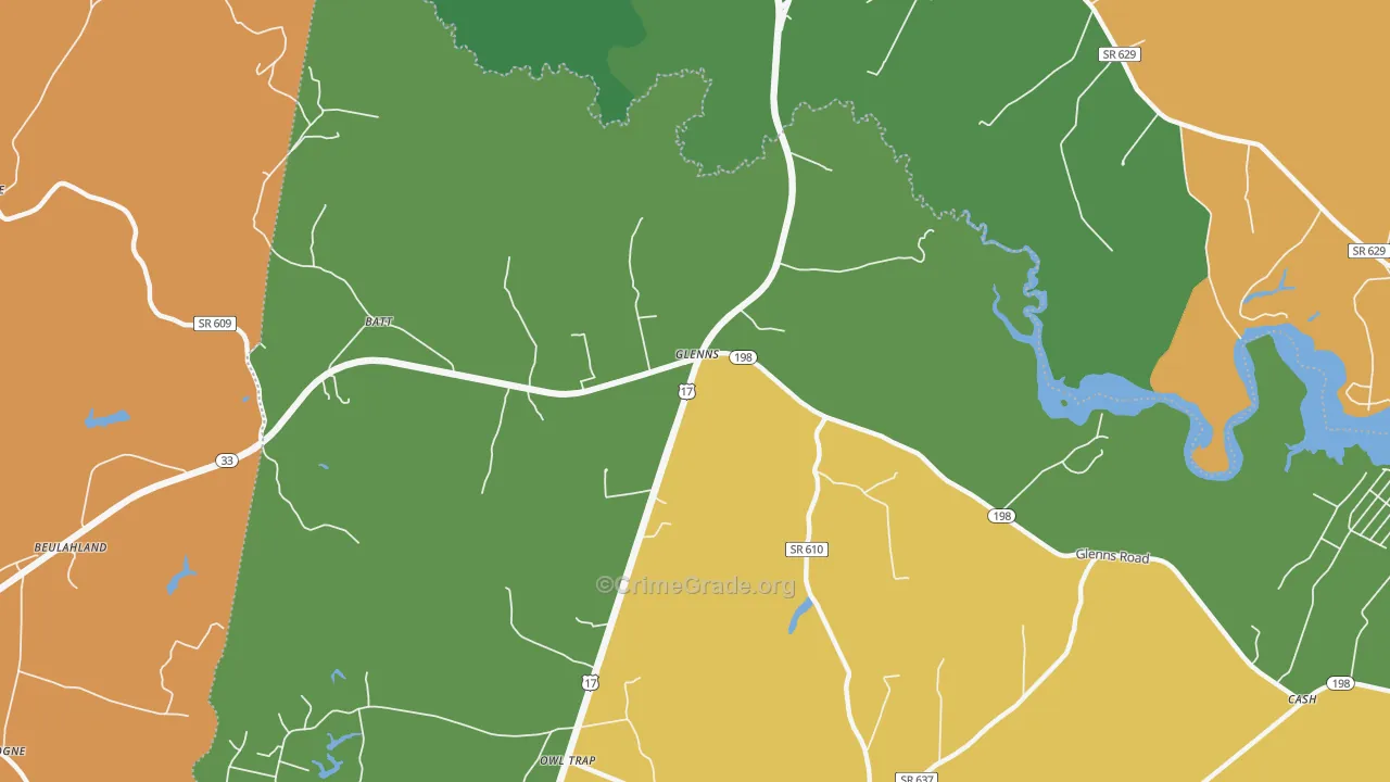 Glenns, VA Map of Murder Rates