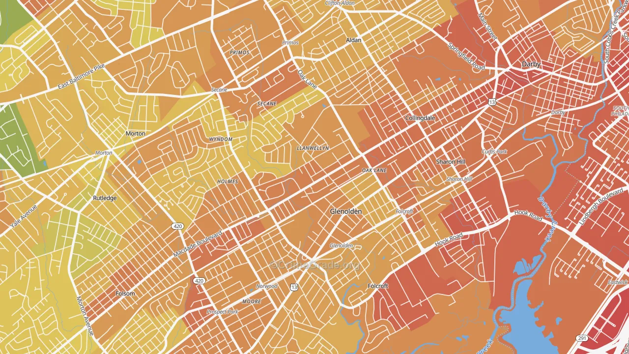 Glenolden, PA Map of Murder Rates