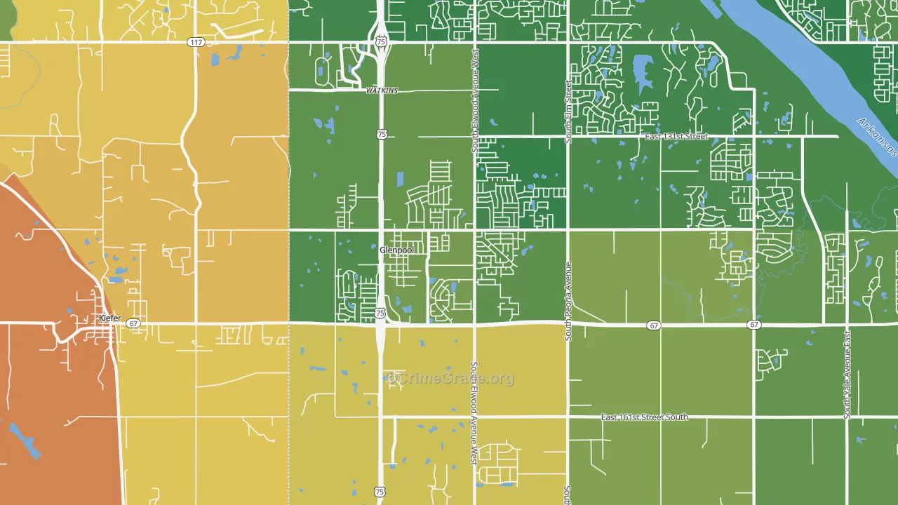 Glenpool, OK Map of Murder Rates