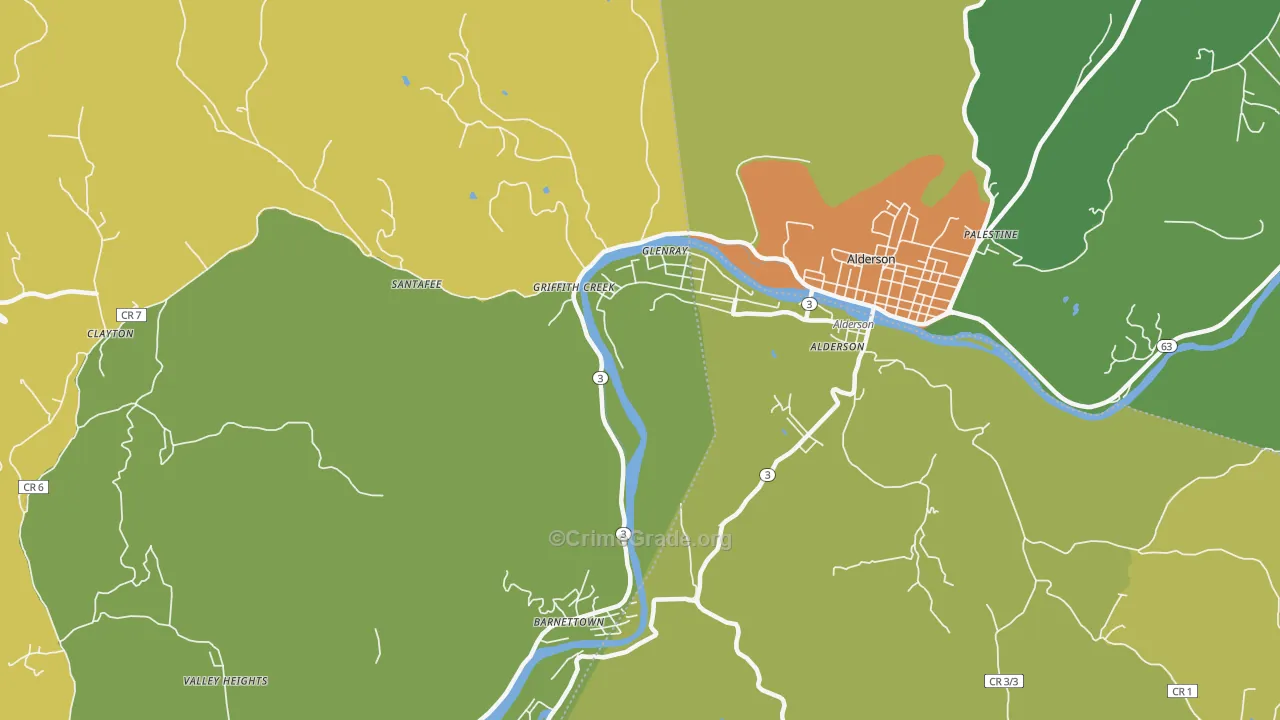Glenray, WV Map of Murder Rates