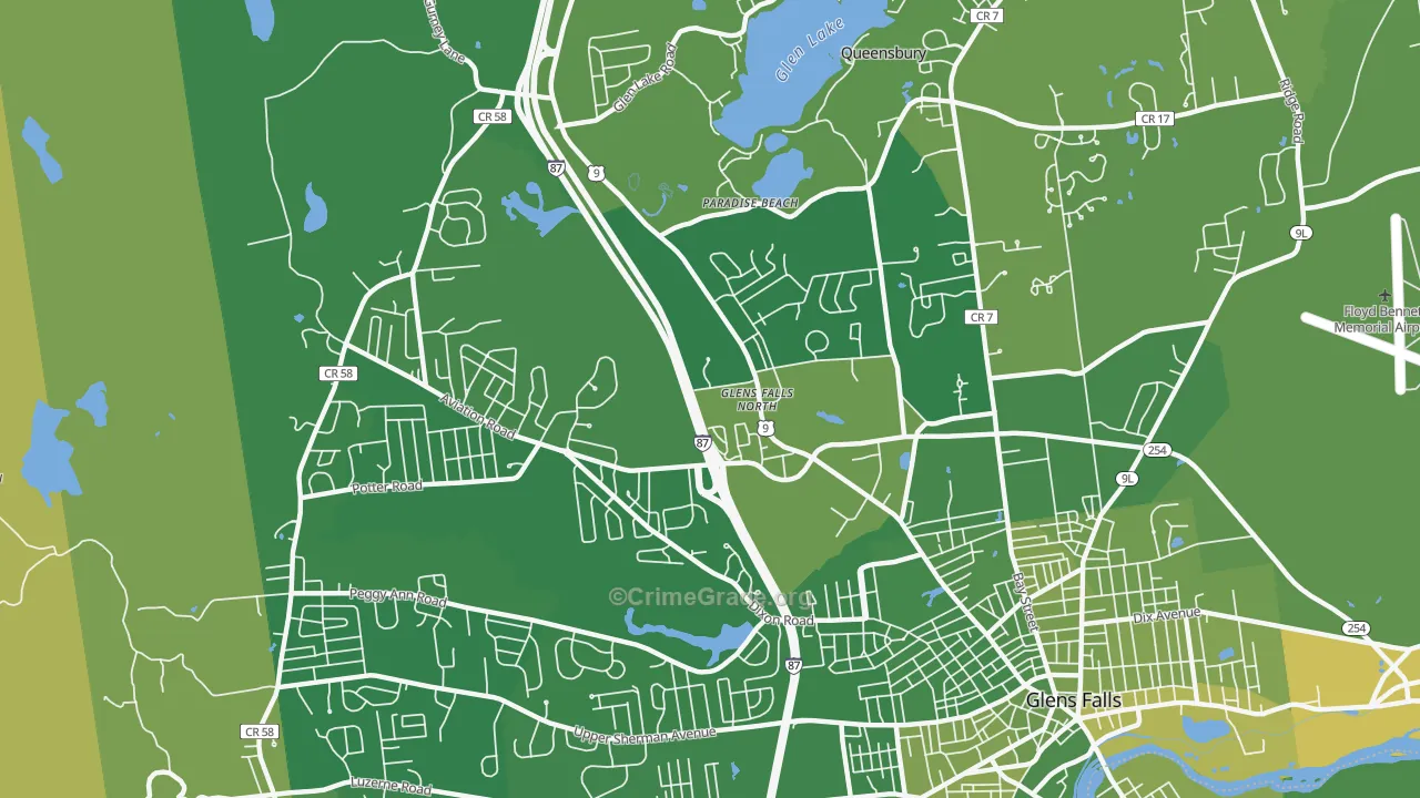 Glens Falls North, NY Map of Murder Rates