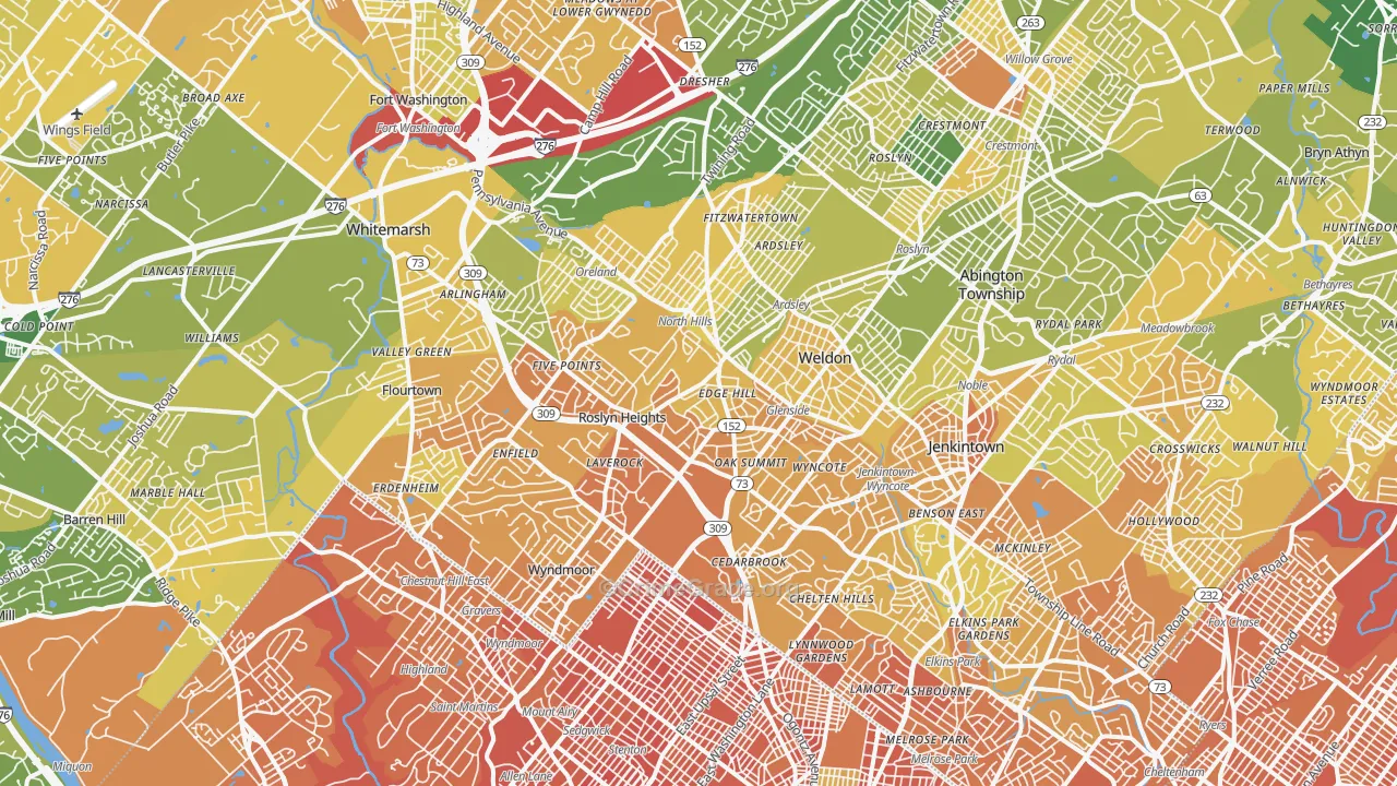Glenside, PA Map of Murder Rates