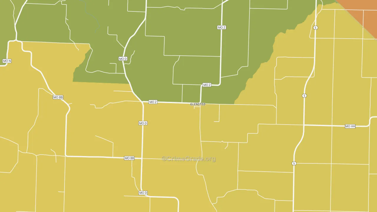 Glensted, MO Map of Murder Rates