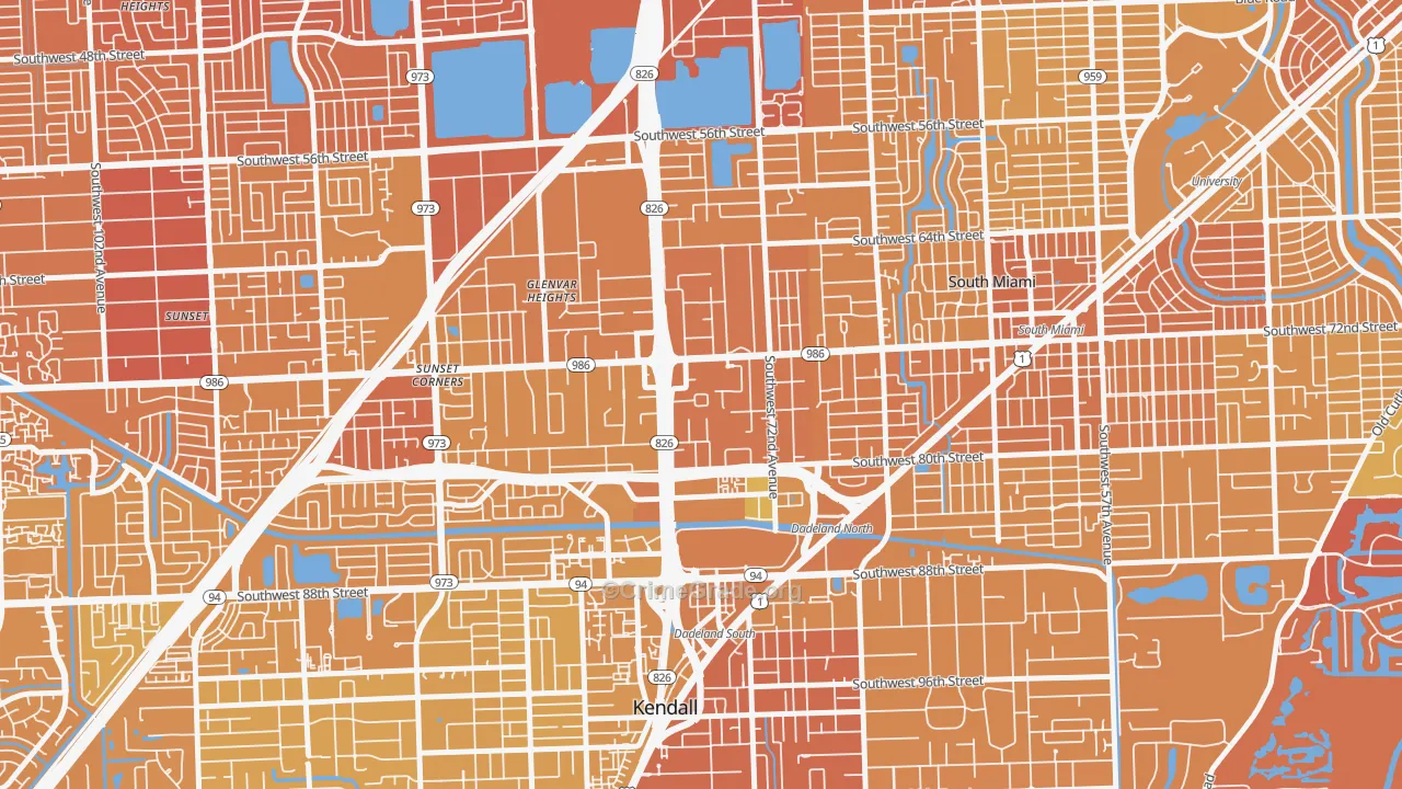 Glenvar Heights, FL Map of Murder Rates