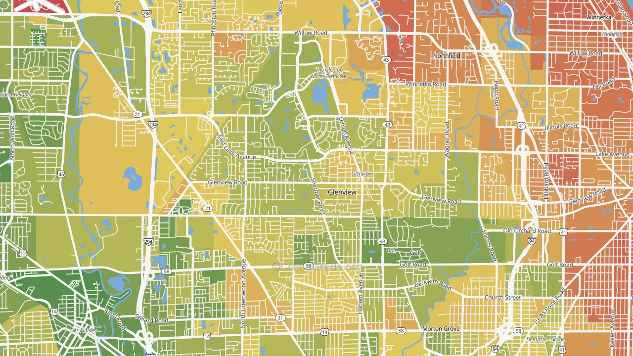 Glenview, IL Map of Murder Rates