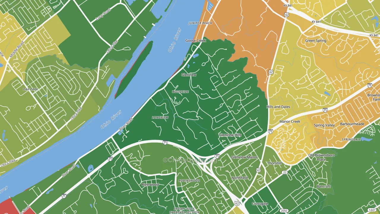 Glenview, KY Map of Murder Rates