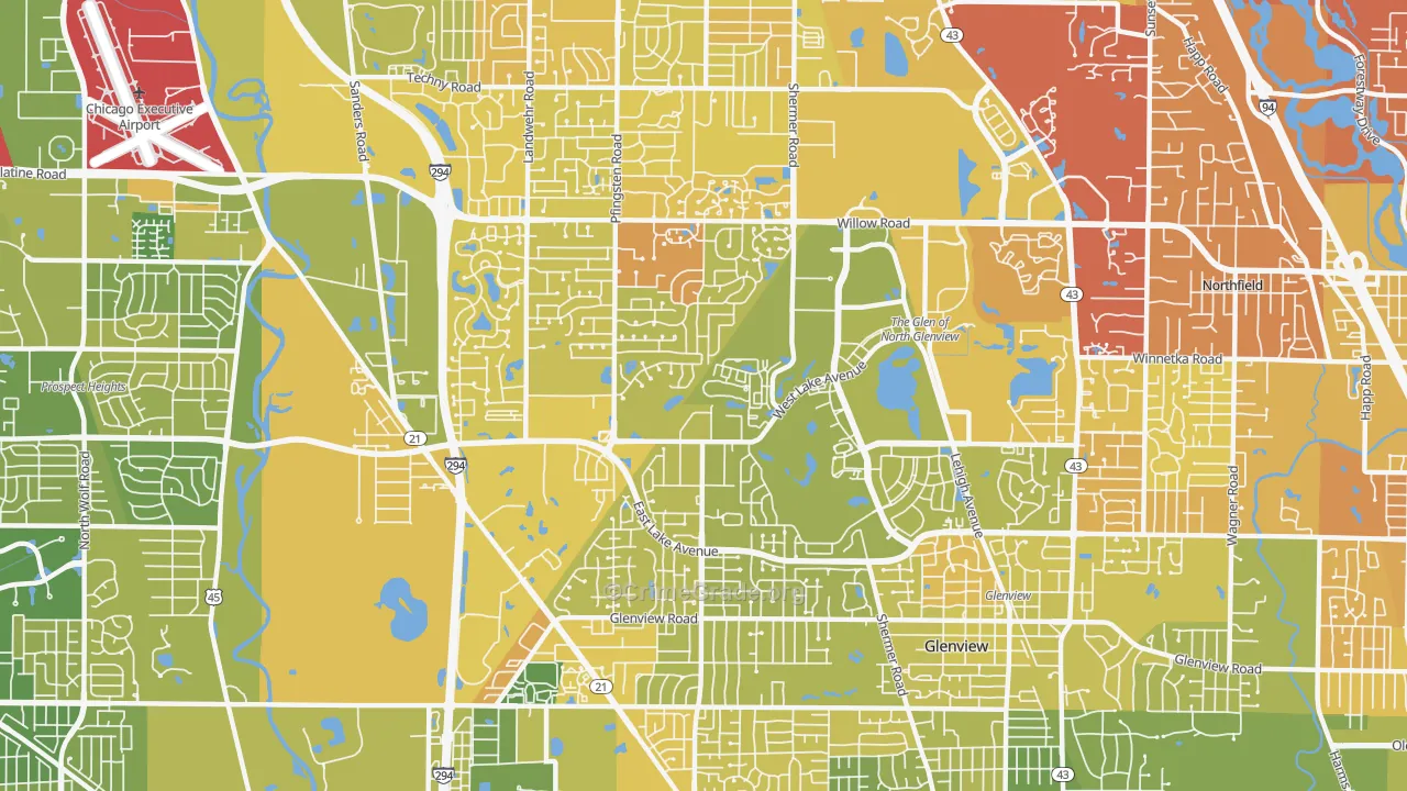 Glenview Nas, IL Map of Murder Rates