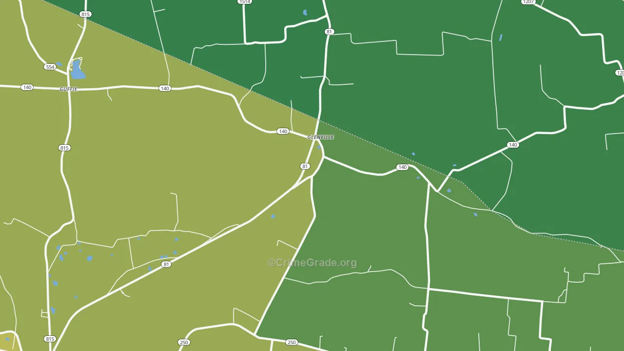 Glenville, KY Map of Murder Rates