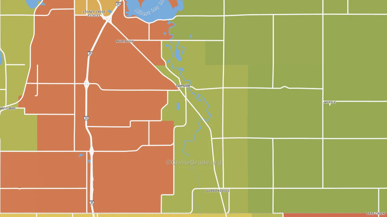 Glenville, MN Map of Murder Rates
