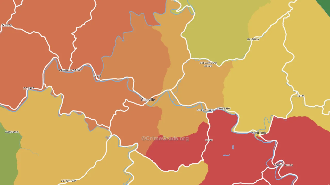 Glenville, WV Map of Murder Rates