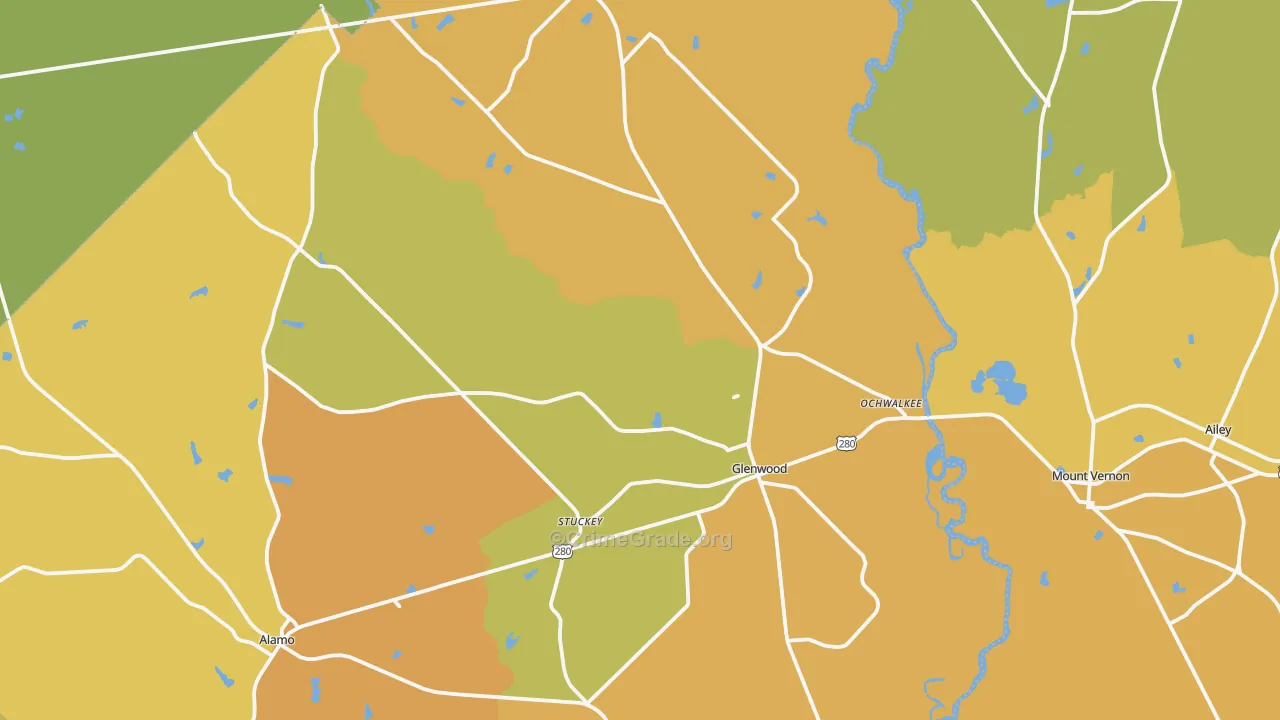 Glenwood, GA Map of Murder Rates