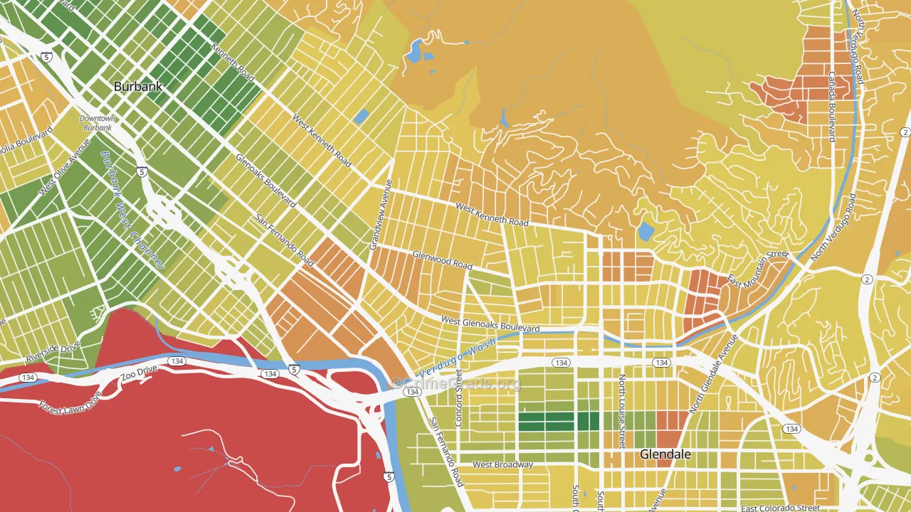 Glenwood, Glendale, CA Map of Murder Rates
