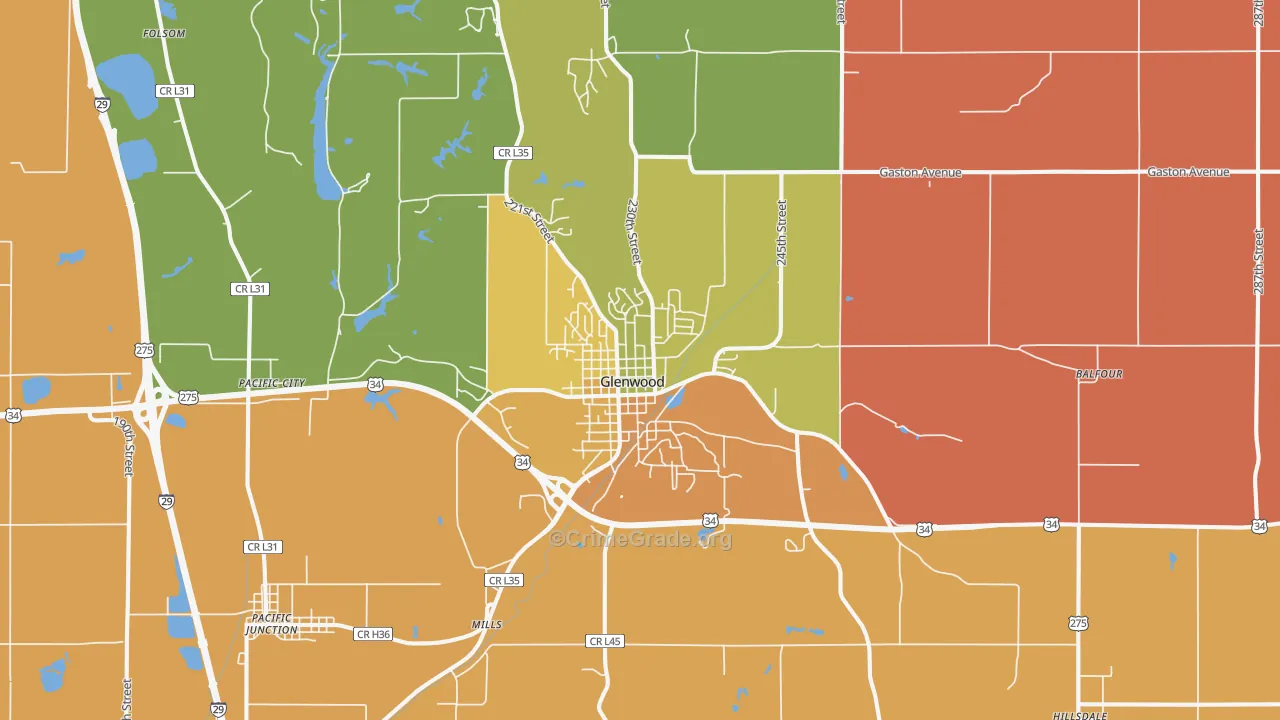 Glenwood, IA Map of Murder Rates