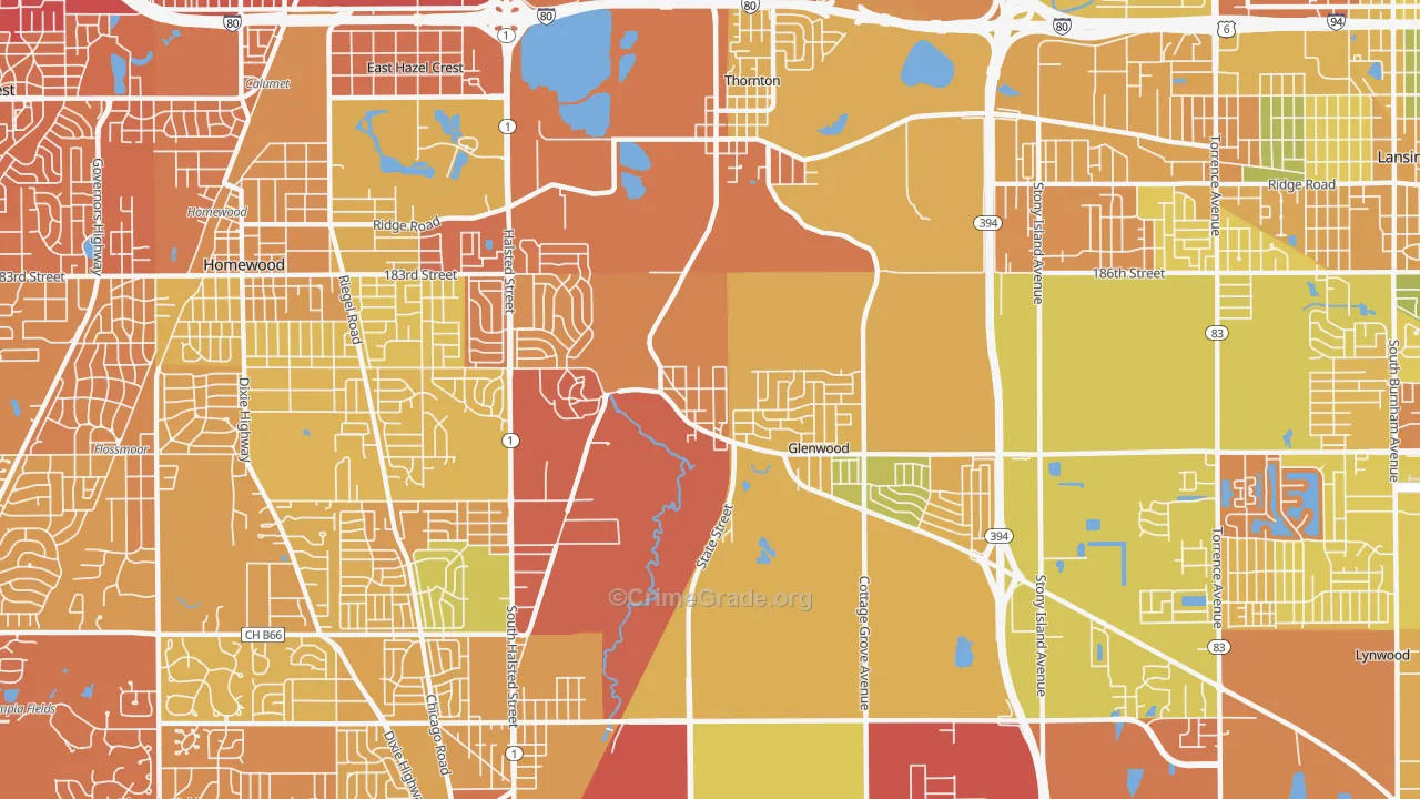 Glenwood, IL Map of Murder Rates