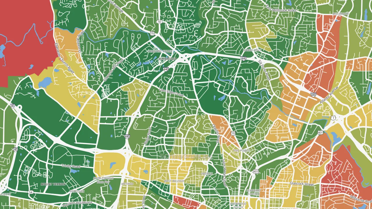 Glenwood, Raleigh, NC Map of Murder Rates