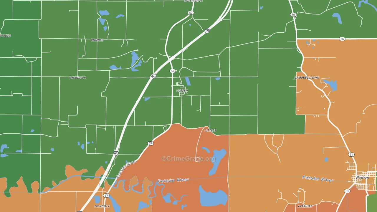 Glezen, IN Map of Murder Rates