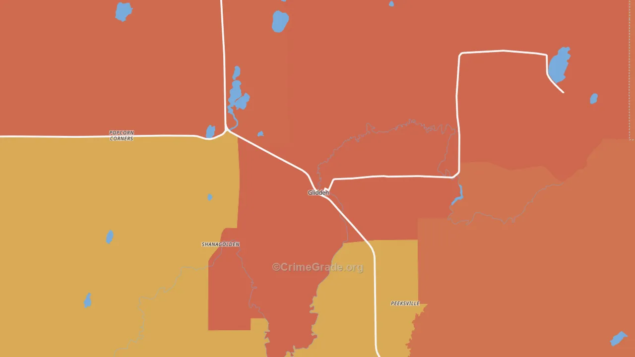 Glidden, WI Map of Murder Rates