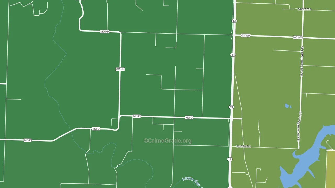 Glidewell, MO Map of Murder Rates