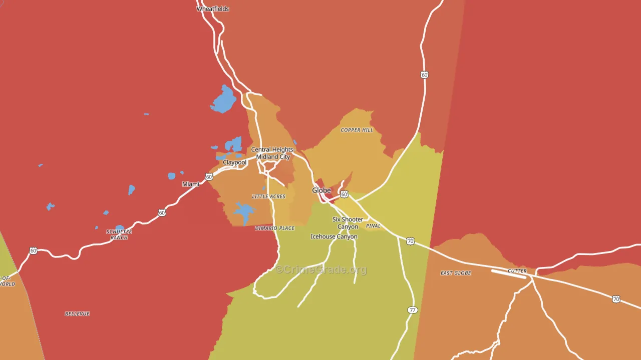 Globe, AZ Map of Murder Rates