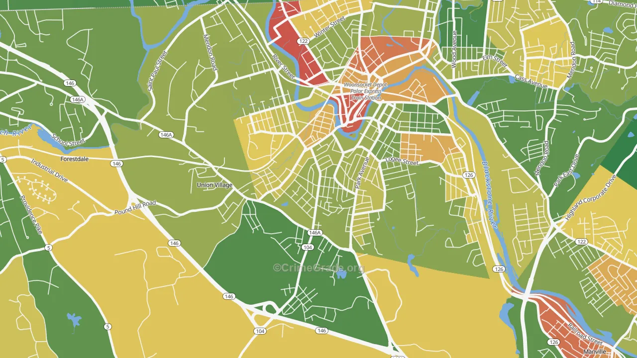 Globe, Woonsocket, RI Map of Murder Rates
