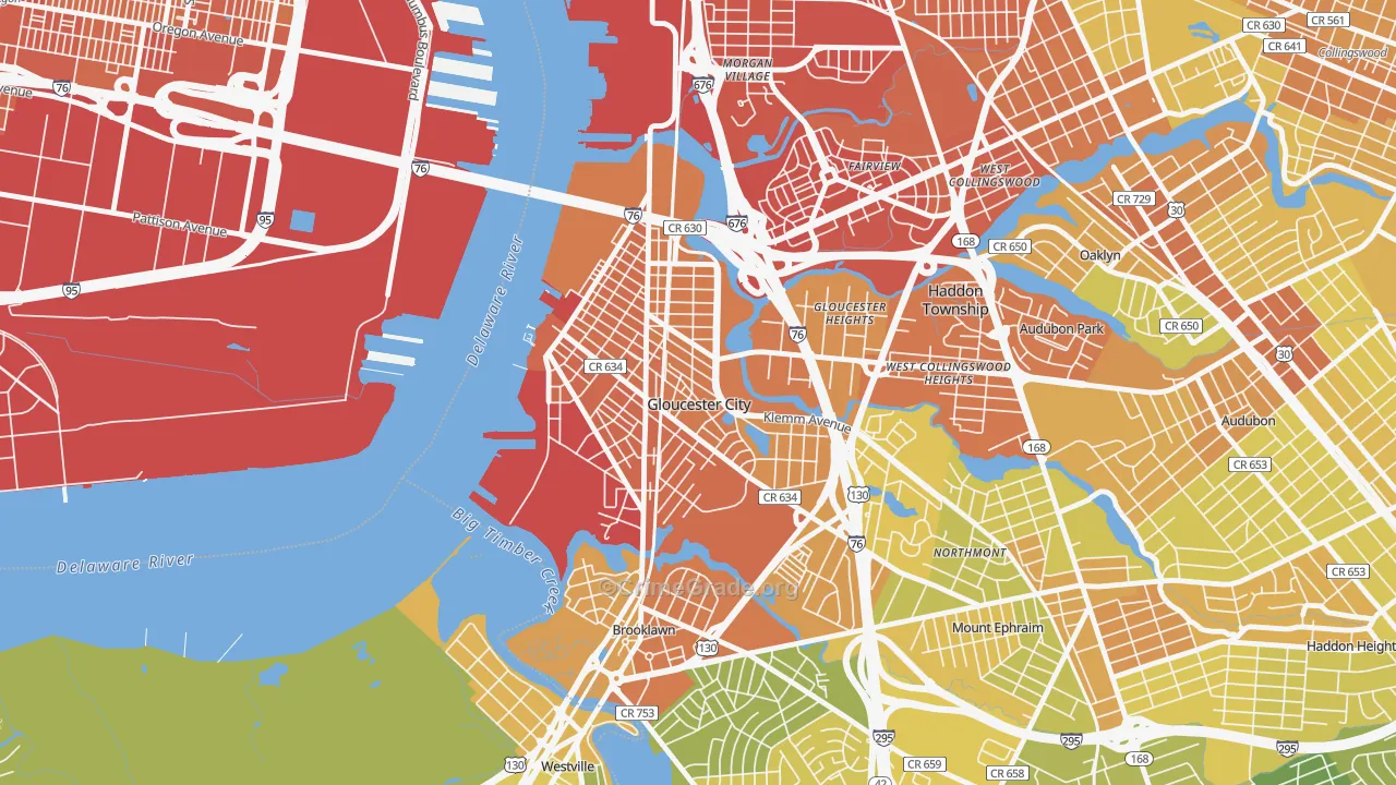 Gloucester City, NJ Map of Murder Rates