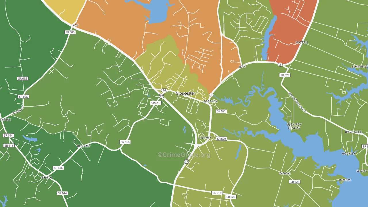 Gloucester Courthouse, VA Map of Murder Rates