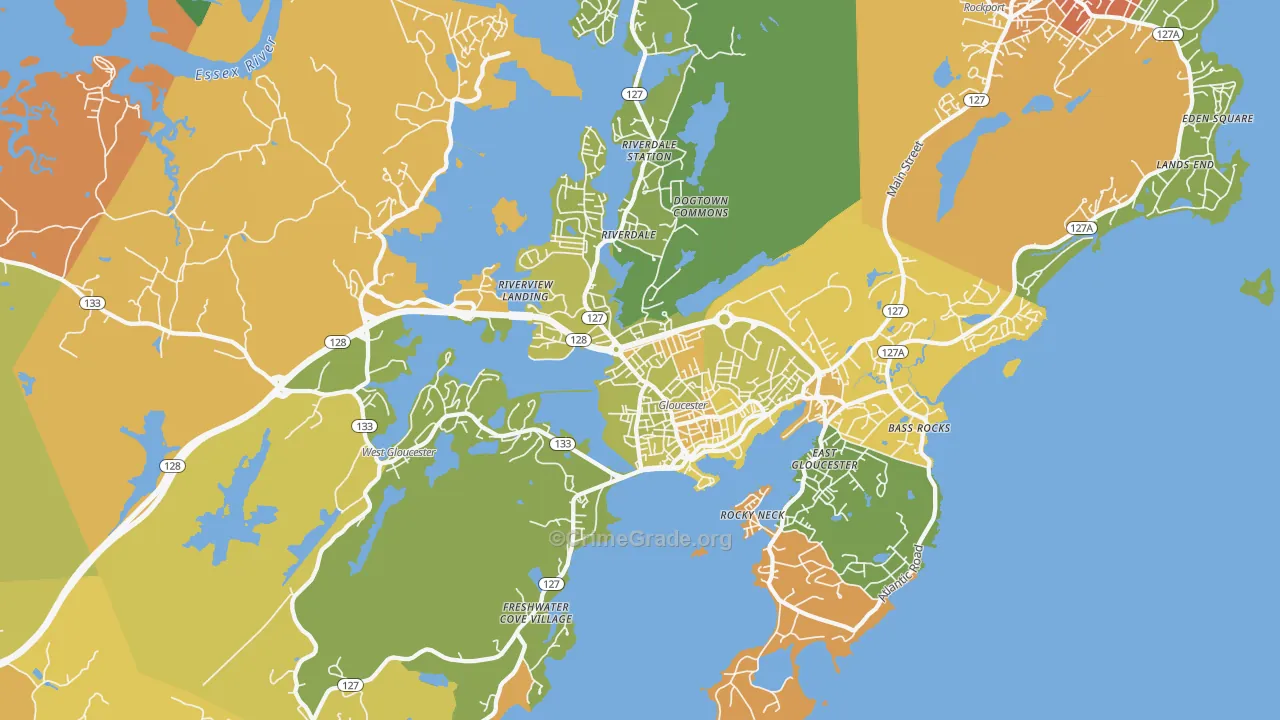 Gloucester, MA Map of Murder Rates
