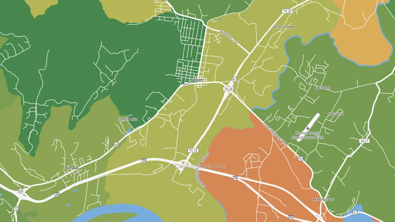 Glover Hill, TN Map of Murder Rates